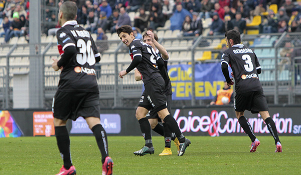 Luca Castiglia dopo il gol al Frosinone (Foto Ivan Benedetto)