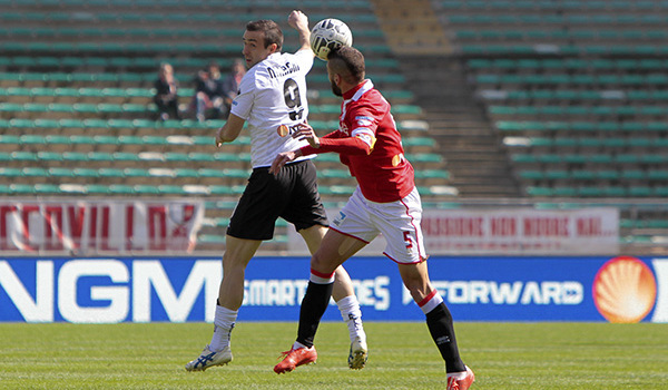 Ettore Marchi contro il Bari (Foto Ivan Benedetto)