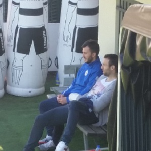 Ettore Marchi e il massofisioterapista Fabrizio Pessetti all'allenamento (Foto MagicaPRO.it)