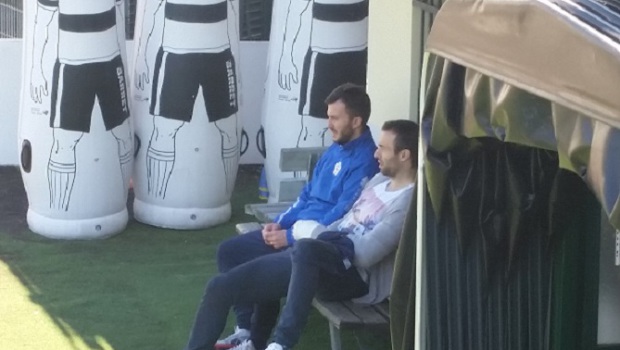 Ettore Marchi e il massofisioterapista Fabrizio Pessetti all'allenamento (Foto MagicaPRO.it)