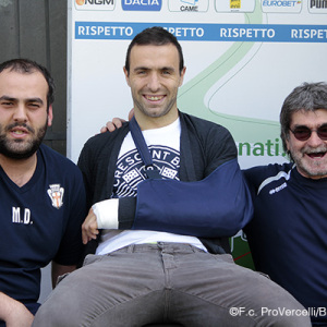 Ettore Marchi al fianco dei magazzinieri Donadio e Tosi (Foto Ivan Benedetto)