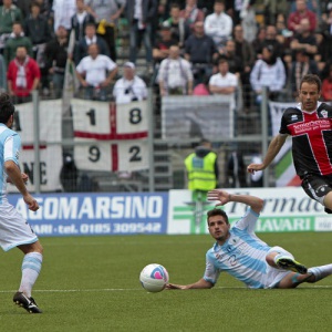 Massimiliano Scaglia contro l'Entella nell'aprile 2014 (Foto Ivan Benedetto)