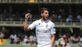 Manuel Scavone dopo il gol alla Ternana (Foto Ivan Benedetto)