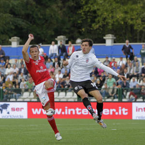 Niccolò Belloni e Rodrigo Taddei in Pro Vercelli-Perugia (Foto Ivan Benedetto)