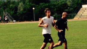 Stefano Beltrame, primo allenamento con la Pro Vercelli