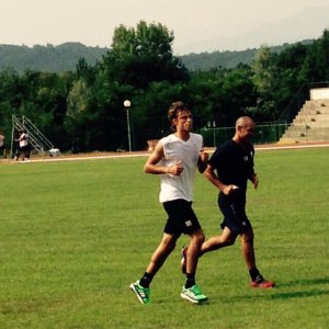 Stefano Beltrame, primo allenamento con la Pro Vercelli