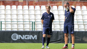 Alberto Lampo con il preparatore dei portieri Degiorgi (Foto Ivan Benedetto)