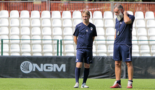 Alberto Lampo con il preparatore dei portieri Degiorgi (Foto Ivan Benedetto)