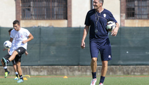 Mister Salvalaggio durante il primo allenamento (Foto Ivan Benedetto)