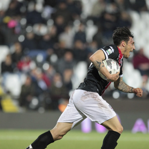 Mattia Mustacchio esulta per il gol al Cesena (Foto Ivan Benedetto)