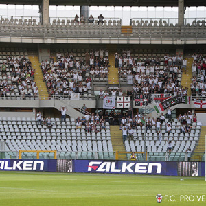 Tifosi della Pro Vercelli a Torino (Foto Ivan Benedetto)