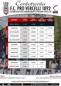 Prezzi abbonamenti 2022-2023